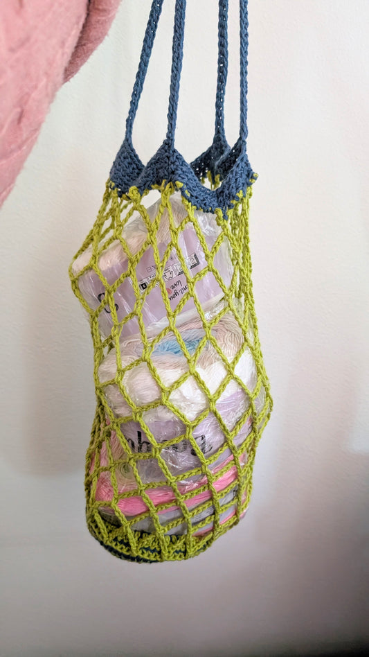 Green and Blue Spiral Foldable Market Bag