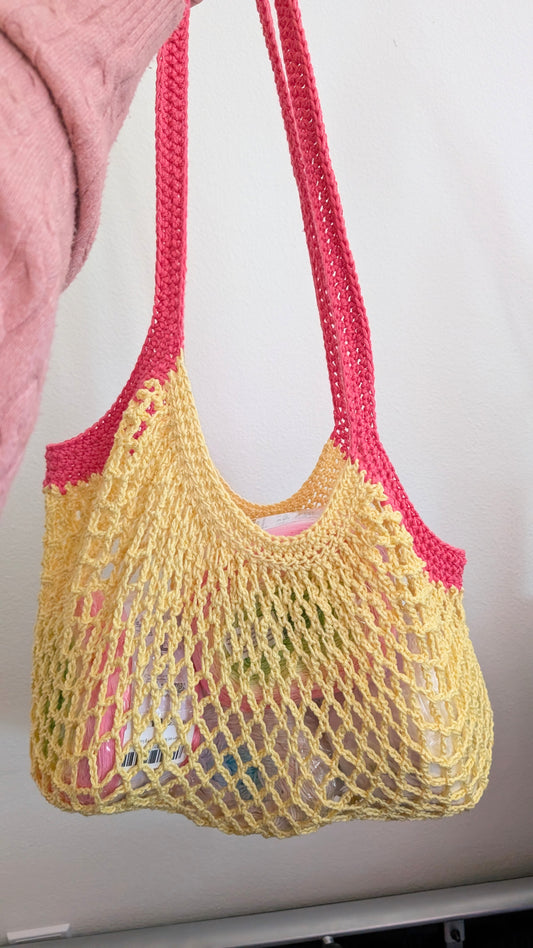 Pink Lemonade Mesh Market Bag - Large