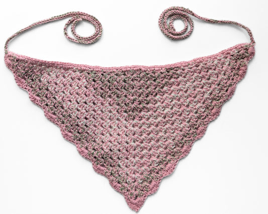 Pink and Green Crochet Bandana