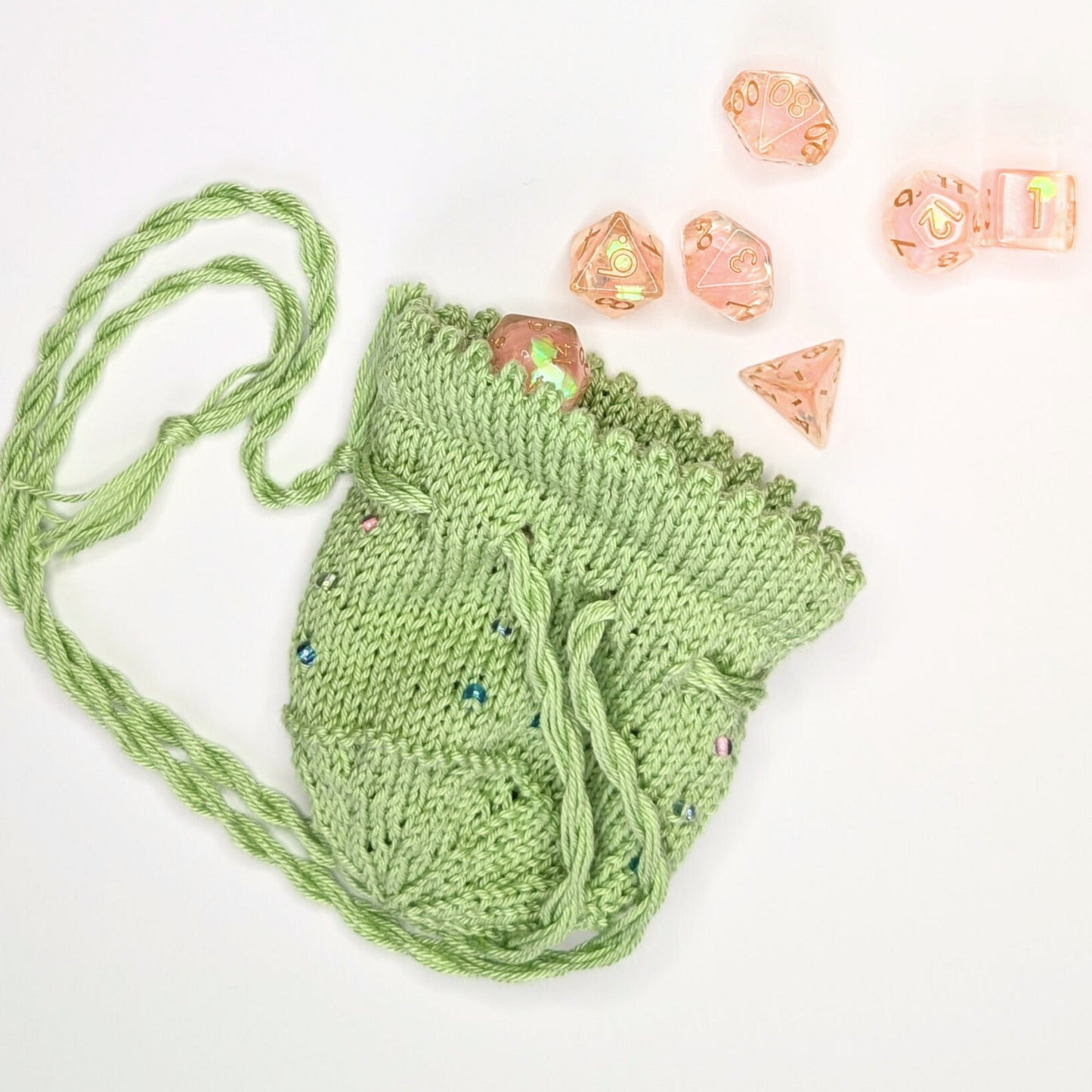 Spring Green Themed TTRPG Drawstring Dice Bag