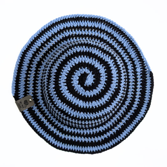 Black and light blue Spiral Bucket hat