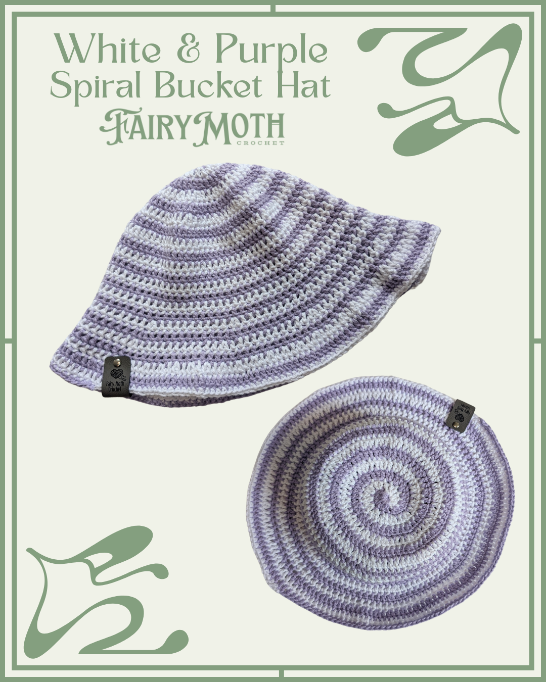 White and Purple Spiral Bucket hat