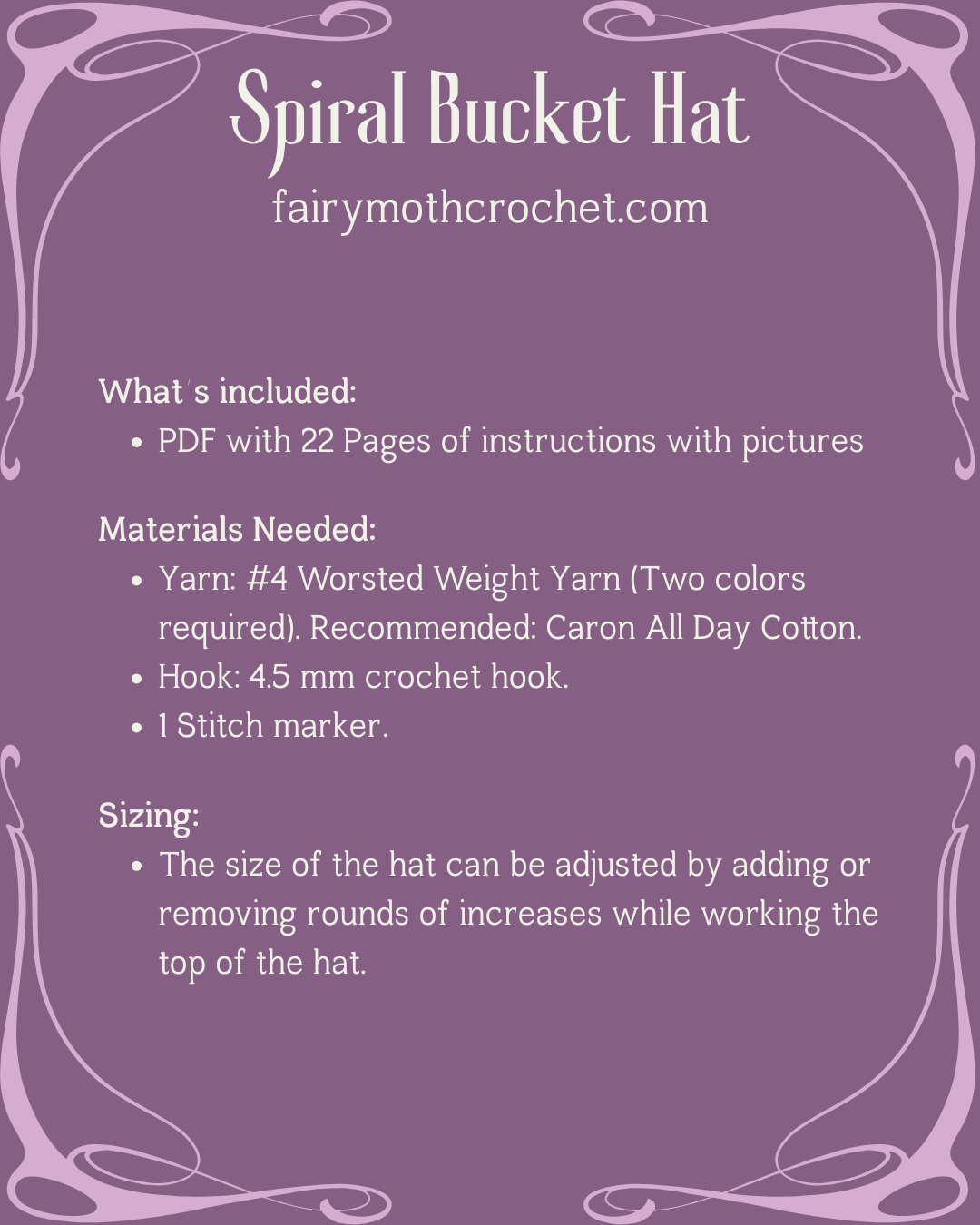 Spiral Bucket Hat Pattern - PDF DOWNLOAD