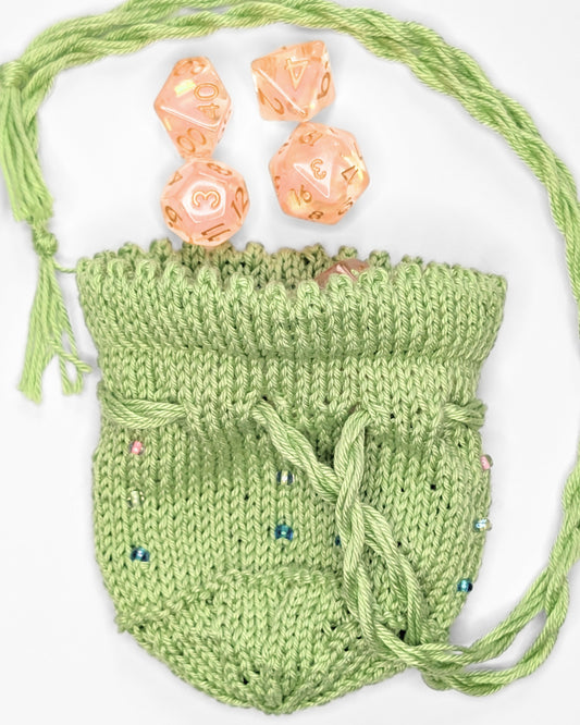 Spring Green Themed TTRPG Drawstring Dice Bag - Ready to ship