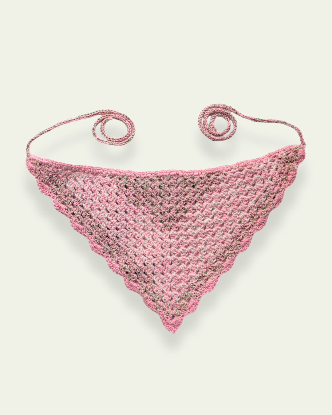 Pink and Green Crochet Bandana