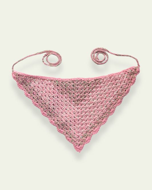 Pink and Green Crochet Bandana