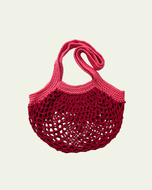 Red and Pink Mesh Market Bag - Small