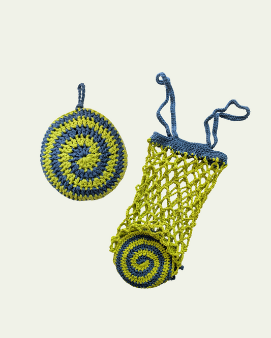 Green and Blue Spiral Foldable Market Bag