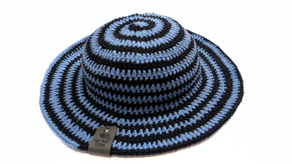 Black and light blue Spiral Bucket hat