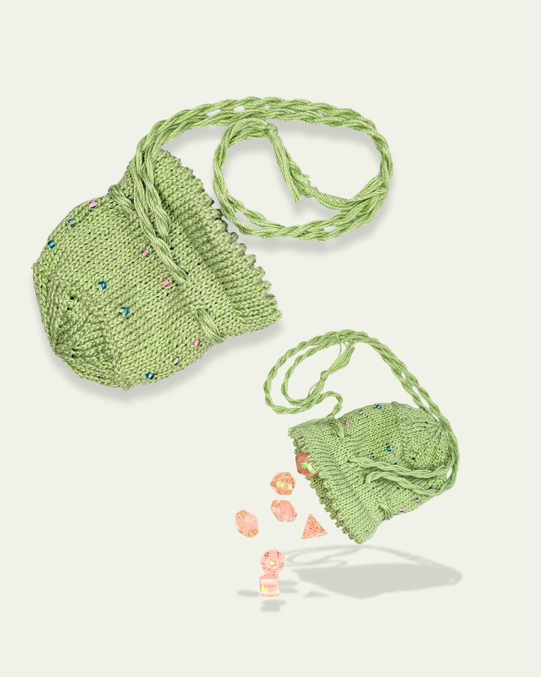 Spring Green Themed TTRPG Drawstring Dice Bag - Ready to ship