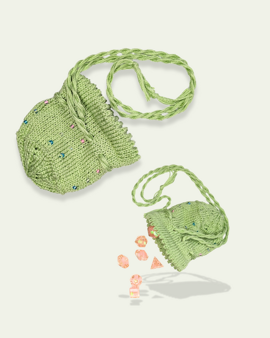 Spring Green Themed TTRPG Drawstring Dice Bag - Ready to ship