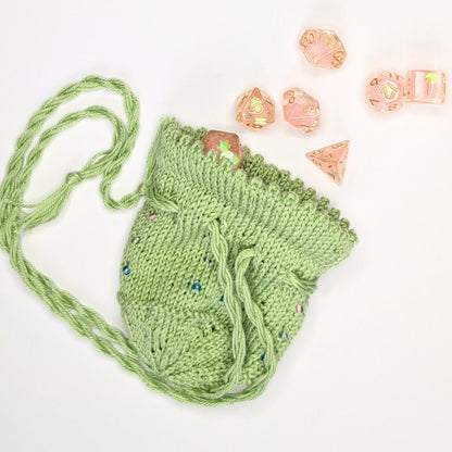 Spring Green Themed TTRPG Drawstring Dice Bag