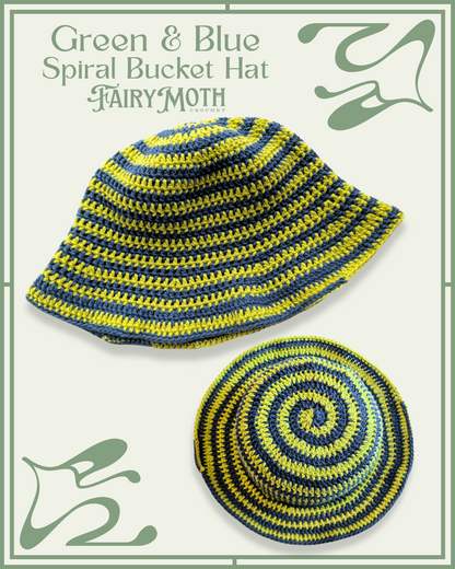 Green and Blue Spiral Bucket Hat