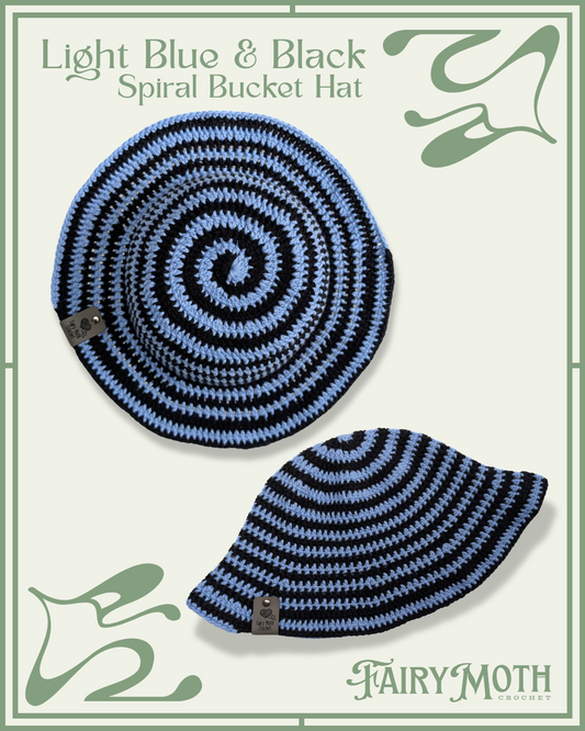 Black and light blue Spiral Bucket hat