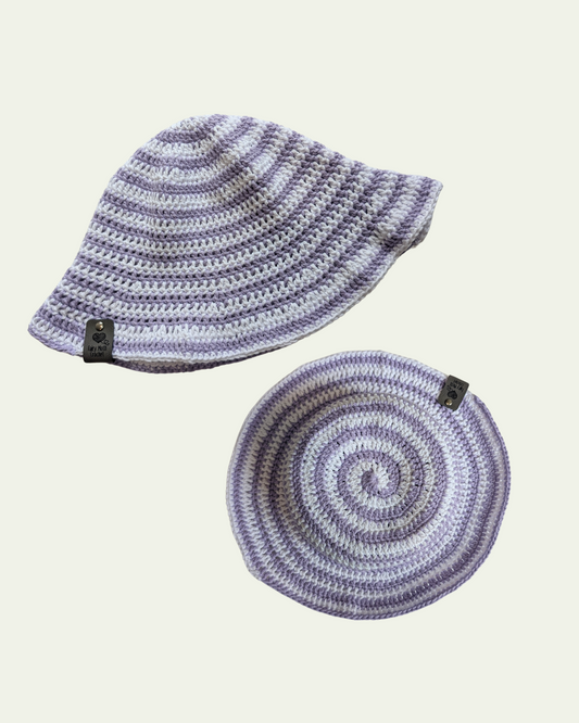 White and Purple Spiral Bucket hat