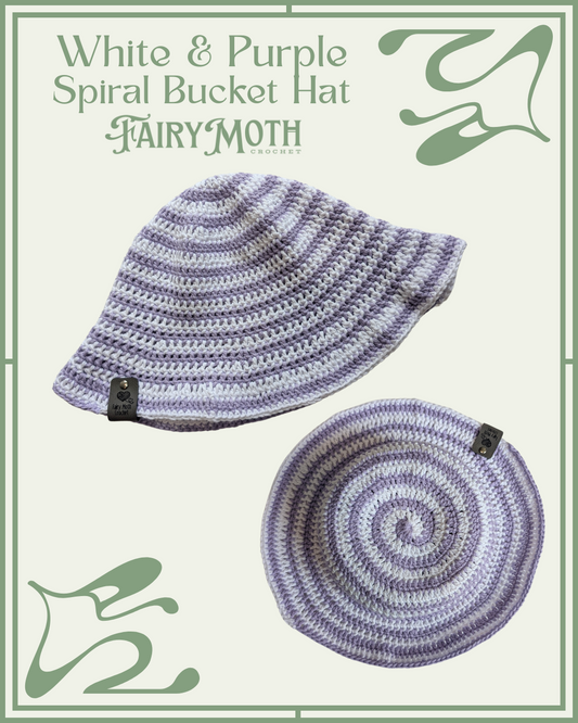 White and Purple Spiral Bucket hat