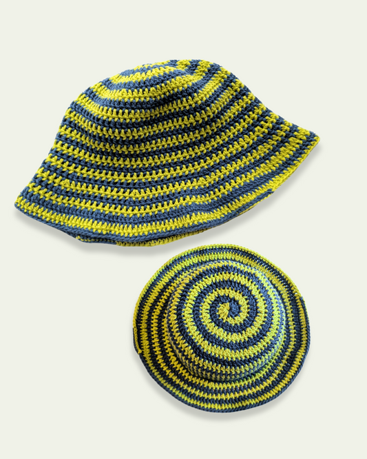 Green and Blue Spiral Bucket Hat