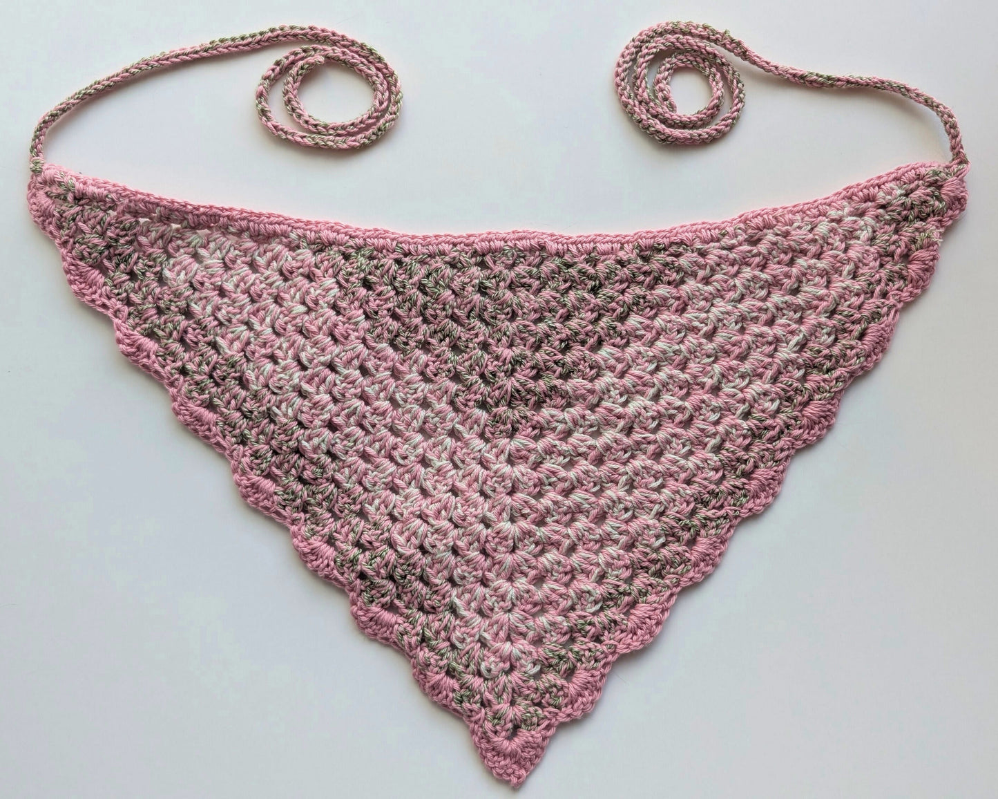 Pink and Green Crochet Bandana