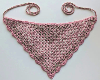 Pink and Green Crochet Bandana