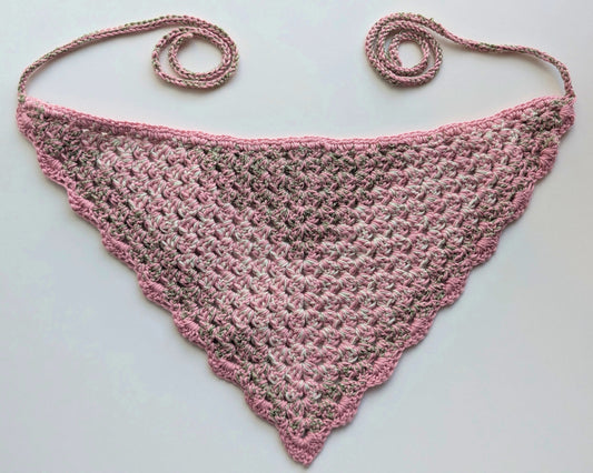 Pink and Green Crochet Bandana