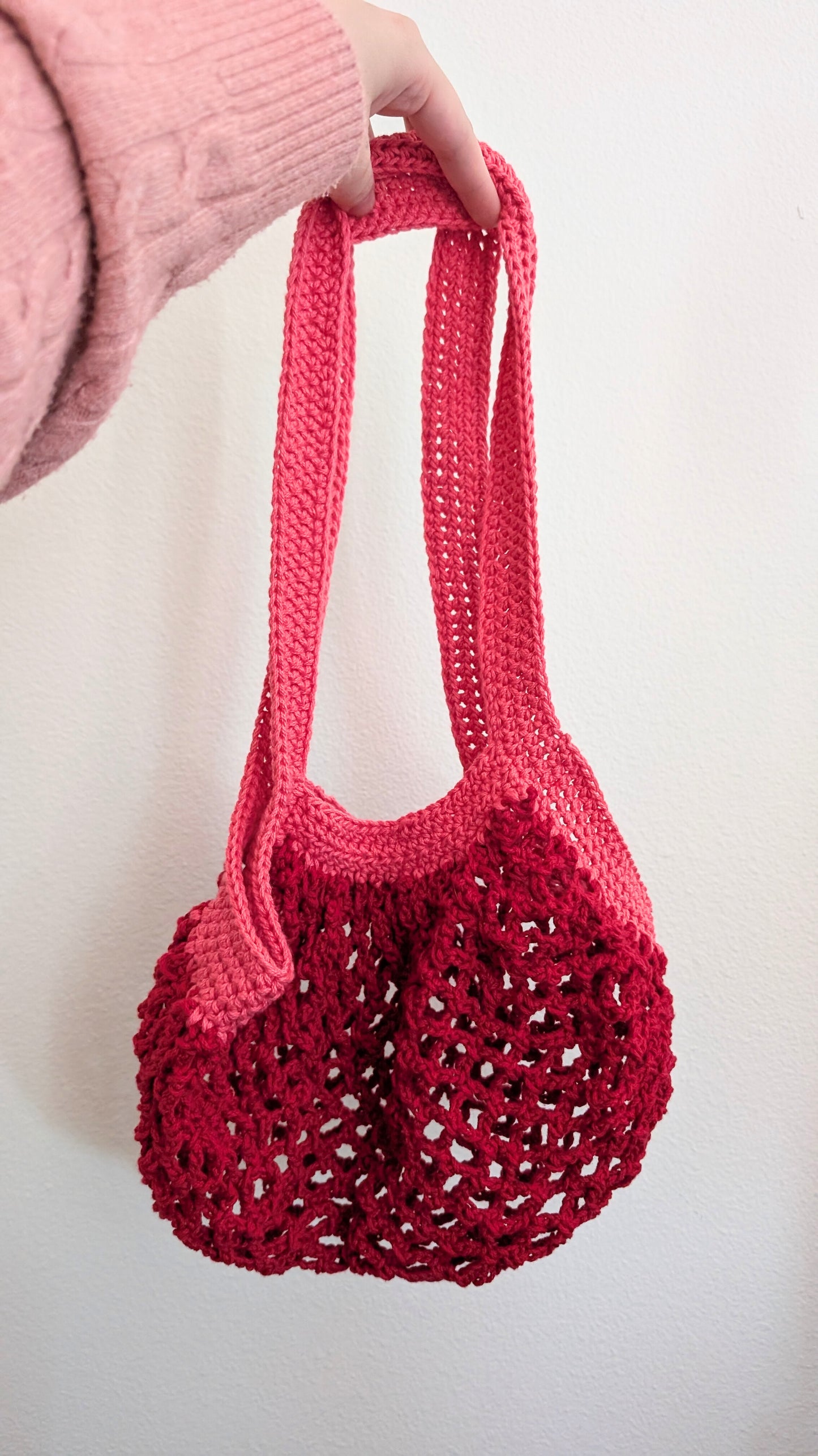Red and Pink Mesh Market Bag - Small